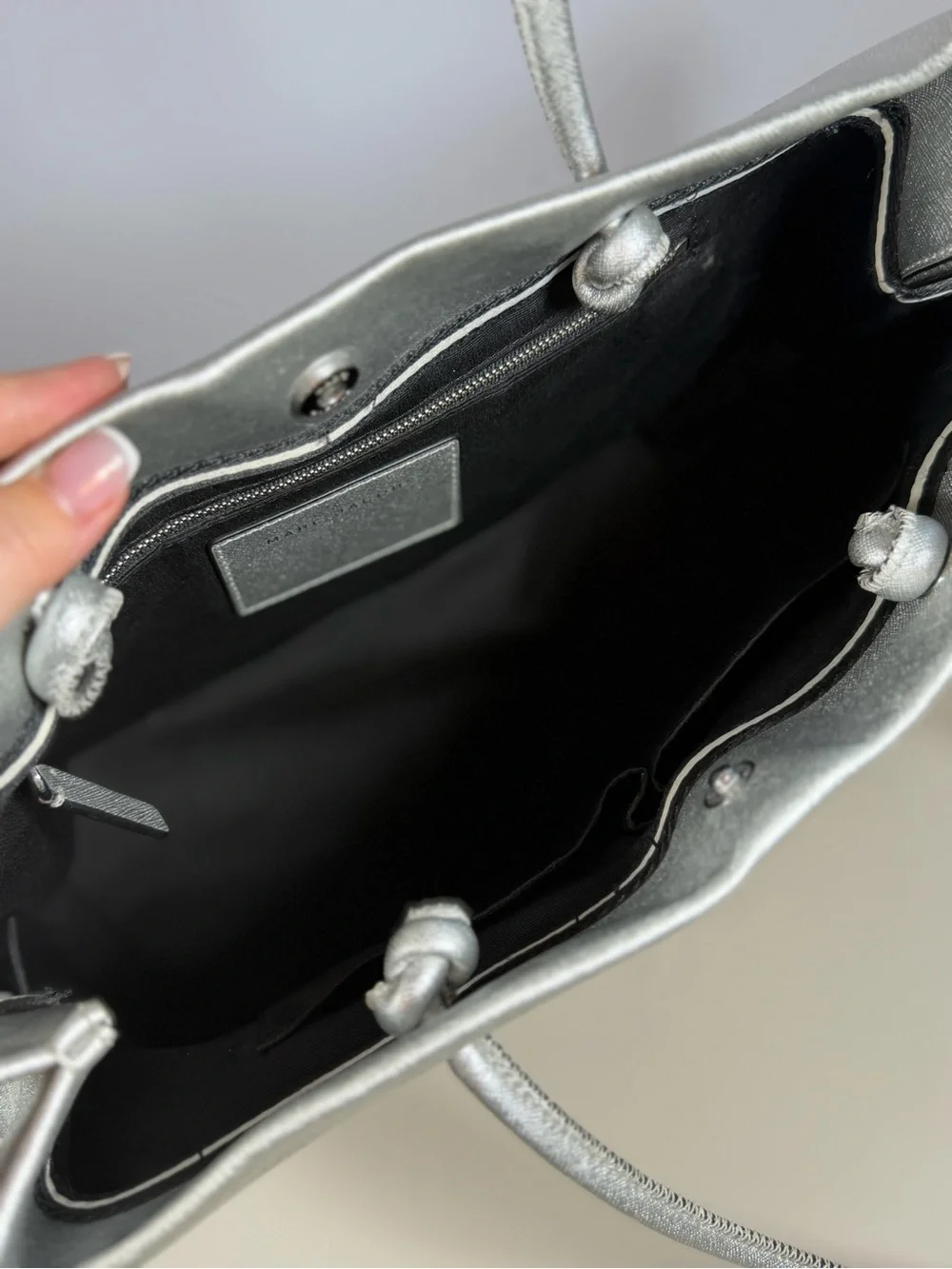 Marc Jacobs Metallic Silver Embossed Logo Tote